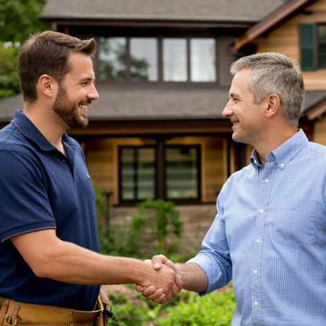 Image of happy people shaking hands